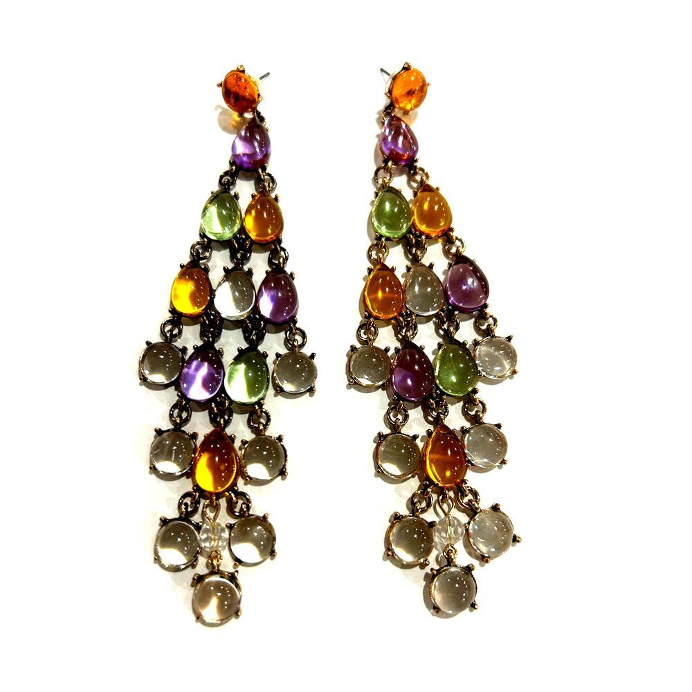3/$39-Long waterfall dangle Statement earrings mint, lilac, peach Stone
